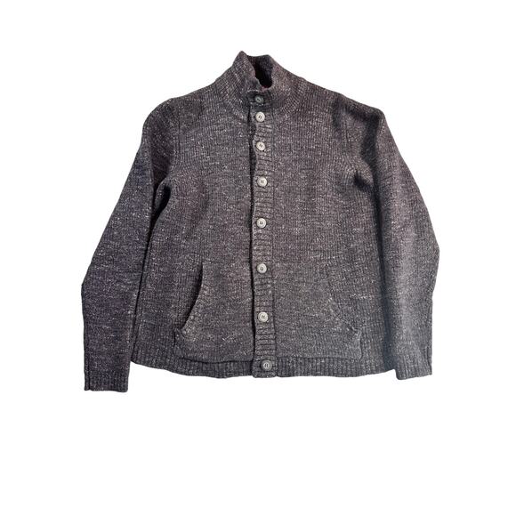 Saks Fifth Avenue Grey Wool Blend Button Down Sweater Large - Picture 1 of 4